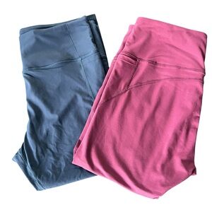 Baleaf Bundle Leggings Womens XL Pink / Blue Cropped High Rise Athletic Capri